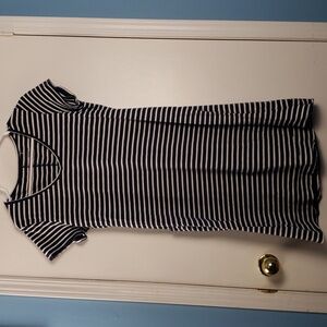 Toad & Co. Women's Dress Navy Striped V Neck Pullover Muse Dress Size Me…
